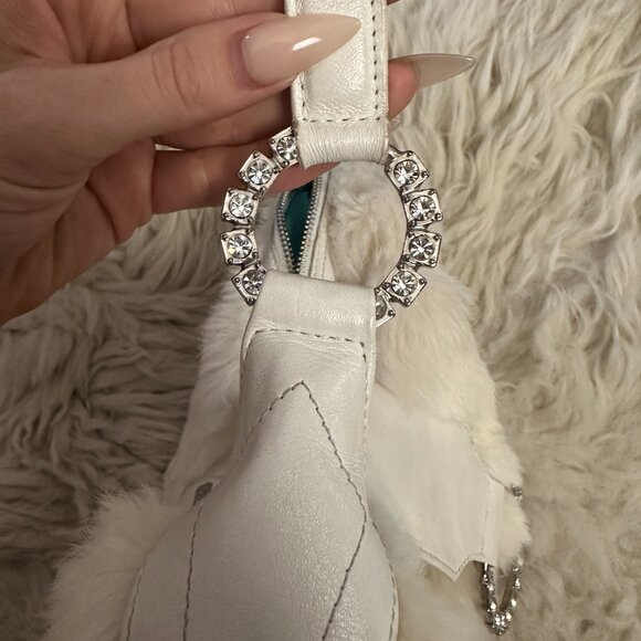 ISABELLA FIORE Cream Rabbit Fur Shoulder Hobo Bag - Picture 5 of 8
